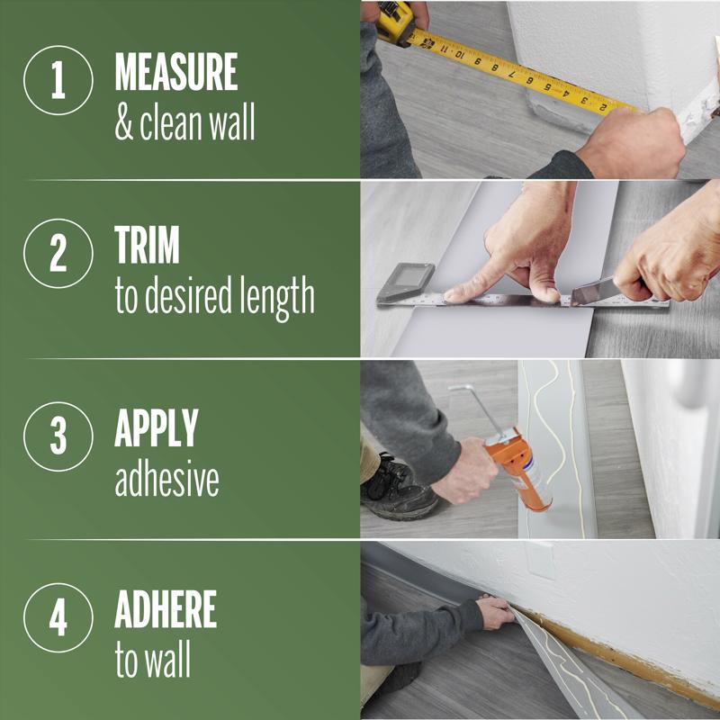 M-D Building Products 4 in. H X 0.08 in. W X 60 ft. L Dry Back Snow White Vinyl Wall Base