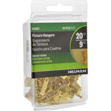 HILLMAN Brass-Plated Gold Conventional Picture Hanger 20 lb 50 pc, Pack of 5
