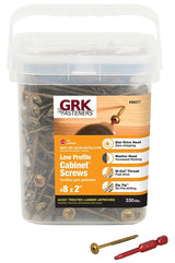GRK Fasteners 96077 Cabinet Screw, #8 Thread, 2 in L, Washer Head, Star Drive, Steel, 330 PK