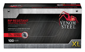 Venom Steel VEN6144N Disposable Gloves, XL, Nitrile, Powder-Free, Black/White, 9-1/2 in L