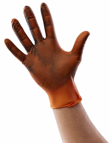 Venom Steel Maximum Grip Series VEN6085 Gloves, One-Size, Nitrile, Powder-Free, High-Visibility Orange, 9-1/2 in L