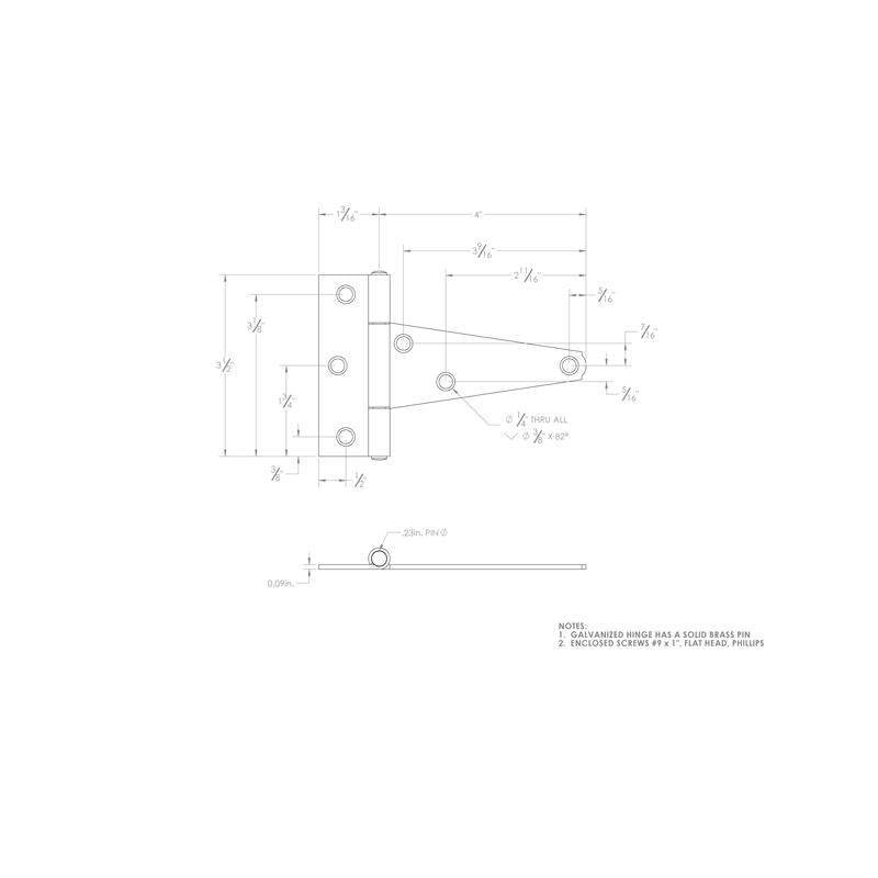 Ace 4 in. L Stainless Steel Heavy Duty T Hinge 1 pk