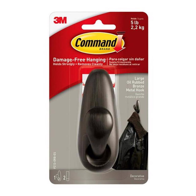 3M Command 4-1/8 in. L Oil Rubbed Bronze Metal Large Forever Classic Coat/Hat Hook 5 lb. cap. 1 pk