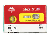 Hillman 1/4 in. Zinc Dichromate Steel USS Hex Nut 100 pk