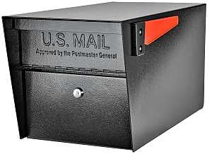 Mail Manager 7506 Locking Curbside MailBox, Steel, Galvanized/Powder-Coated, 10-3/4 in W, 21 in D, 11-1/4 in H, Black