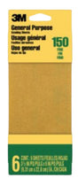 3M 9015 Sandpaper Sheet, 9 in L, 3.66 in W, Fine, 150 Grit, Aluminum Oxide Abrasive, Paper Backing