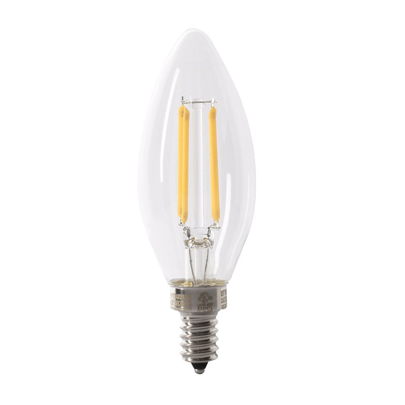 Feit Electric CTC40/950CA/FIL/6 LED Bulb, Decorative, 300 Lumens, 3.3 W, B10 Lamp, 40 W Equivalent, E12 Lamp Base, Clear