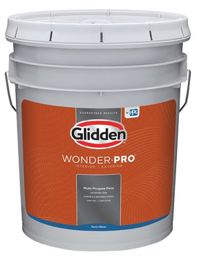 Glidden Wonder-Pro GLWP32WB Series GLWP32WB/05 Paint, Semi-Gloss Sheen, 5 gal, 400 sq-ft/gal Coverage Area