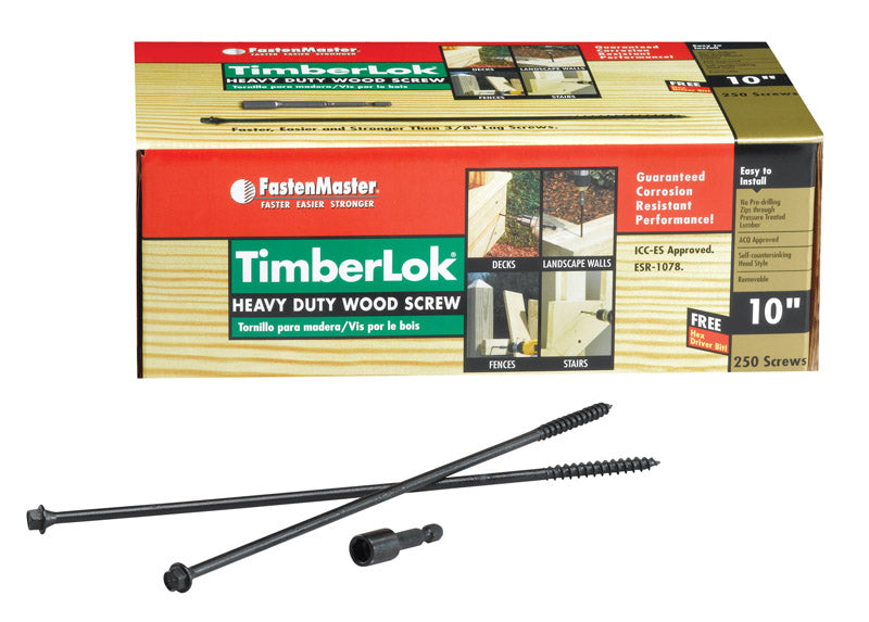 FastenMaster TimberLok No. 10 X 10 in. L Hex Epoxy Coarse Wood Screws 250 pk