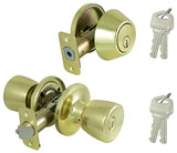 ProSource BS721BRA4B Deadbolt and Entry Lockset, Turnbutton Lock, Tulip Design, Polished Brass, 3 Grade, Brass, Pack of 2
