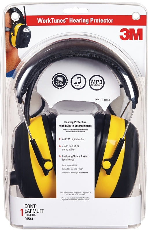 3M 90541 Ear Muffs, 22 dB NRR, Black/Yellow