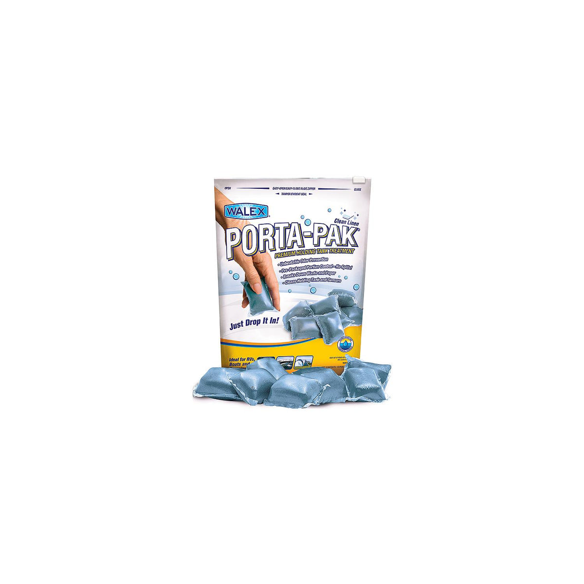 Walex PPRV10CLEAN Porta-Pak Clean Linen Holding Tank Deodorizer, 10/Pk