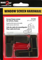 Make-2-Fit PL 7728 Square Cut Screen Frame Corner, Plastic, Bronze, For: Square-Cut Ends of 5/16 Aluminum Screen Frame