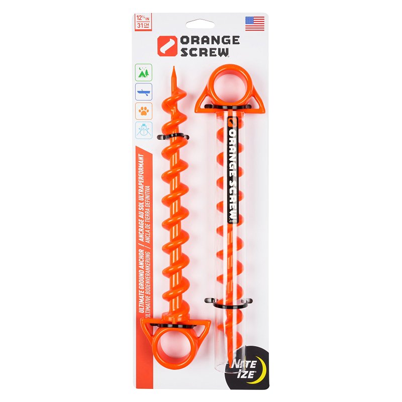 Nite Ize Orange Screw Series OSL-31-2R3 Ultimate Ground Anchor, Large, Polycarbonate, Orange
