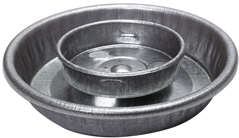 Little Giant 9826 Waterer Base, 5-1/2 in Dia, 1-1/4 in H, 1 qt, Steel