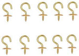 ProSource LR-389-PS Cup Hook, 9/32 in Opening, 2.5 mm Thread, 5/8 in L, Brass, Brass