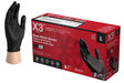Ammex BX3 Series BX346100 Disposable Gloves, L, Nitrile, Powder-Free, Black, 9-1/2 in L