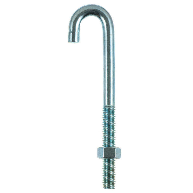Hampton Small Zinc-Plated Silver Zinc 1 in. L J-Bolt 375 lb 1 pk, Pack of 10