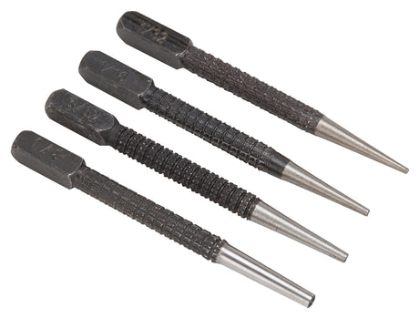 Vulcan JLO-048 Nail Punch Set, 4-Piece, Alloy Steel, Blackened, Black
