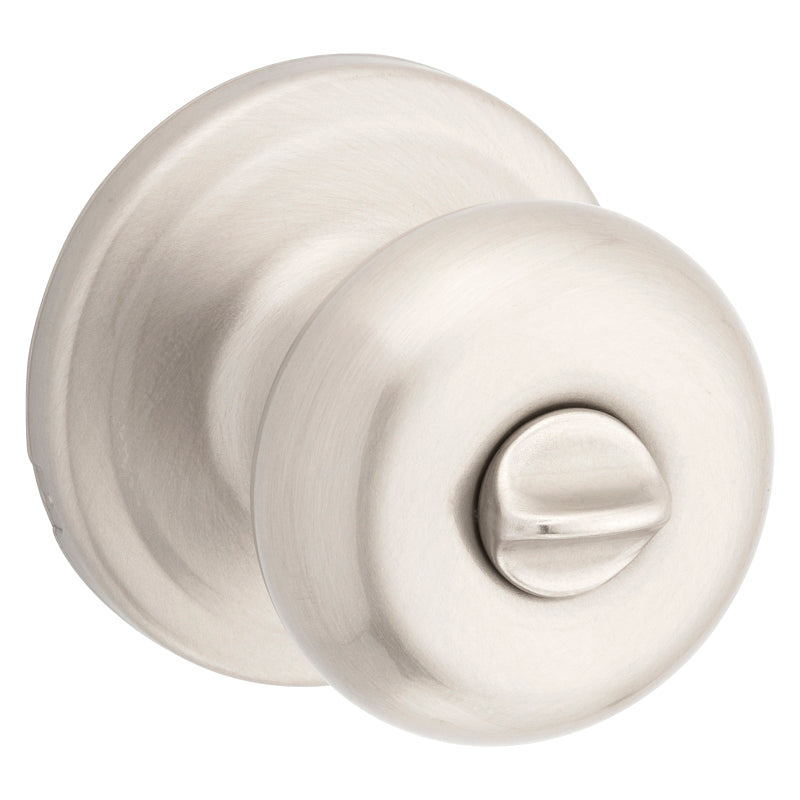 Kwikset Signature Series 730J 15 CP Privacy Lockset, 2-3/8 in Dia Knob, 2-5/8 in H x 2-5/8 in W Dimensions, Satin Nickel