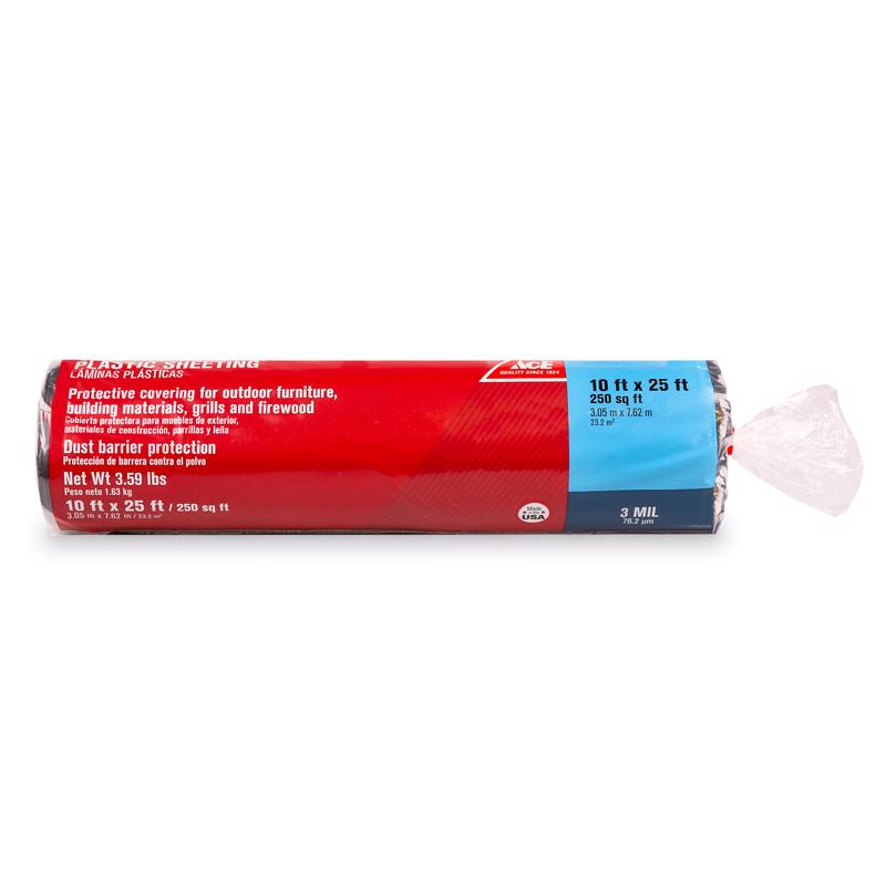 Ace Plastic Sheeting 3 mil X 10 ft. W X 25 ft. L Polyethylene Black, Pack of 12