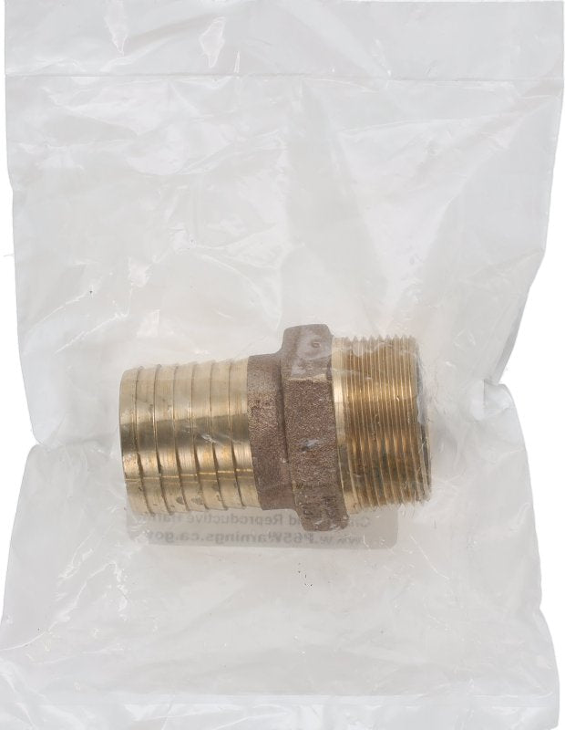 Anderson Metals 973948 Hex Adapter, 1-1/2 in, Barbed x MIP, Bronze, 150 psi Pressure