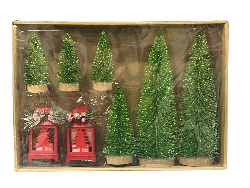Santas Forest 25006 Battle Brush Tree Lantern, Pack of 6