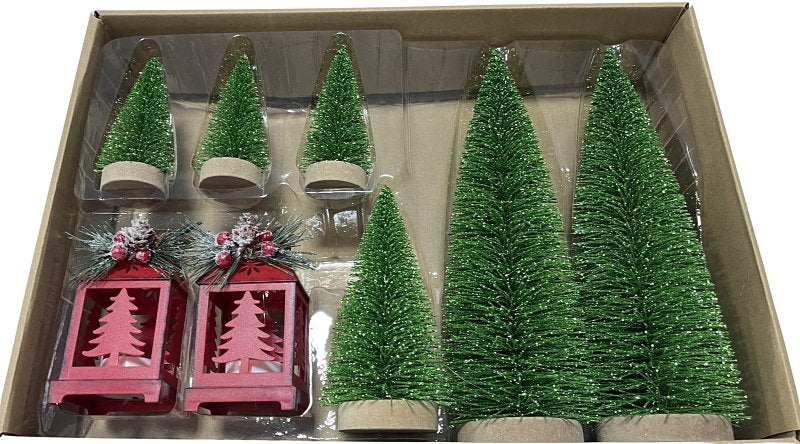 Santas Forest 25006 Battle Brush Tree Lantern, Pack of 6