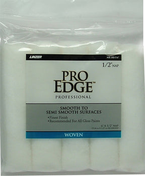 Linzer PRO EDGE MR 102-5 6IN Roller Cover, 1/2 in Thick Nap, 6 in L, Fabric Cover, White, Pack of 6