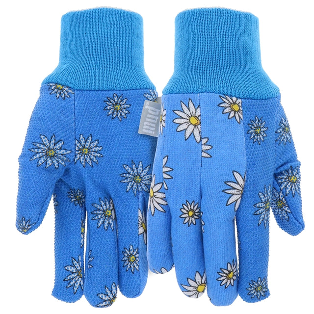 Mud MD61001B-WML Work Gloves, Women's, M/L, Straight Thumb, Cotton/Polyester/PVC, Blue