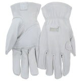 Mud MD82001-WML Gloves, Women's, M/L, Keystone Thumb, Open, Shirred Elastic Wrist Cuff, Goatskin Leather, White
