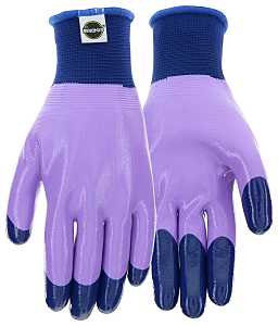 Miracle-Gro MG30856/WML Work Gloves, Women's, M/L, Elastic Knit Cuff, Nitrile Coating, Nitrile, Purple