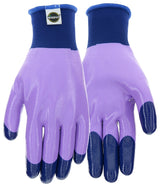 Miracle-Gro MG30856/WML Work Gloves, Women's, M/L, Elastic Knit Cuff, Nitrile Coating, Nitrile, Purple