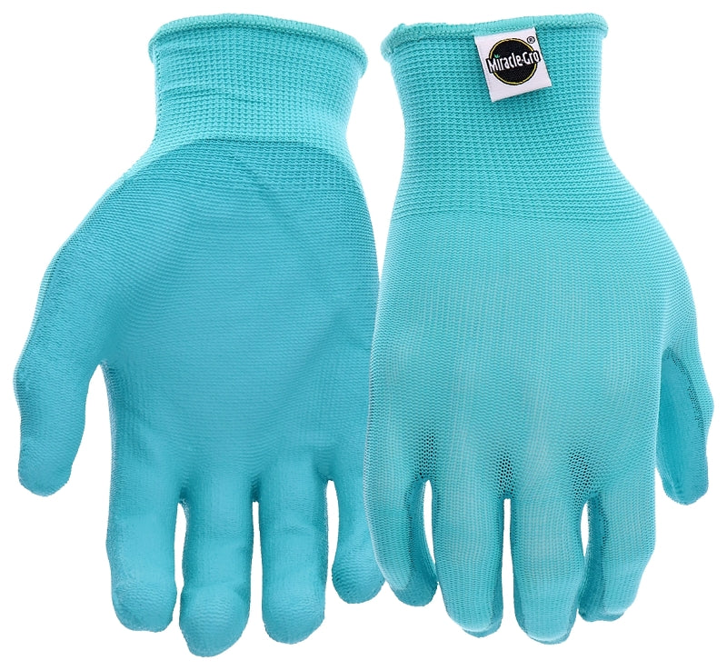 Miracle-Gro MG37164/WML Grip Gloves, Women's, M/L, Elastic Knit Cuff, Polyurethane Coating, Aqua
