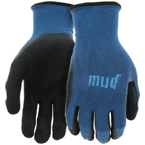 Mud Bamboo Grip Mud Series SM7196B/ML Work Gloves, M/L, Form Fitting Cuff, Latex Coating, Bamboo Fiber, Black/Cadet Blue