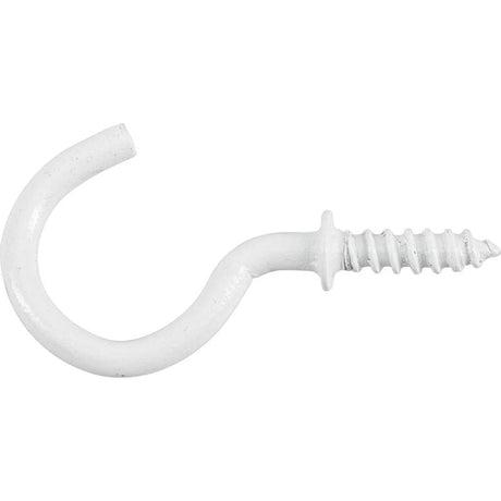 HILLMAN Small White Metal 7/8 in. L Cup Hook 1 lb 8 pk, Pack of 10