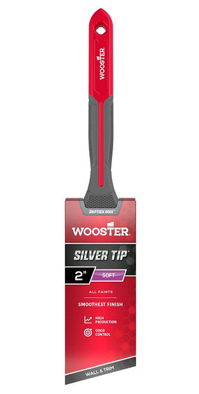 Wooster Silver Tip GRIPTECH MAX Series G5221-2 Paint Brush, 2 in W, Soft Brush, 2-5/8 in L Bristle, Polyester Bristle