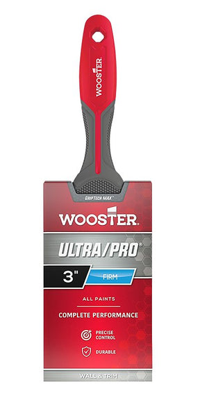 Wooster GripTech MAX Series G4176-3 Paint Brush, 3 in W, Flat Brush, Nylon/Polyester Bristle
