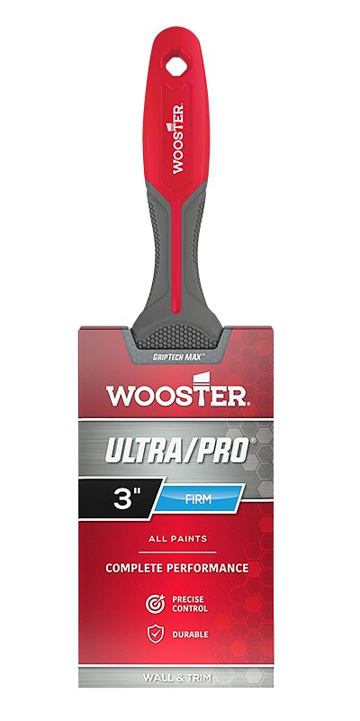 Wooster GripTech MAX Series G4176-3 Paint Brush, 3 in W, Flat Brush, Nylon/Polyester Bristle