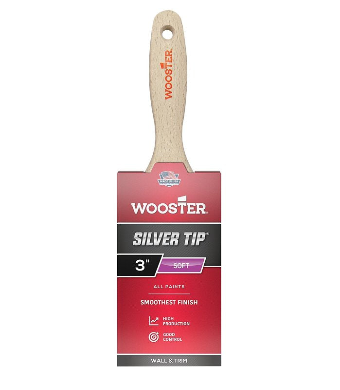Wooster GripTech MAX Series G5222-3 Paint Brush, 3 in W, Flat Brush, Polyester Bristle