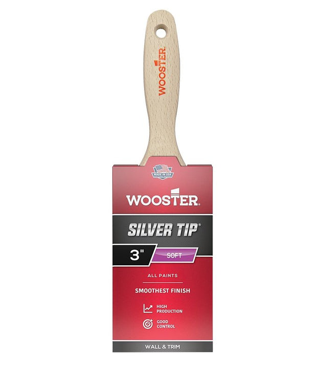 Wooster GripTech MAX Series G5222-3 Paint Brush, 3 in W, Flat Brush, Polyester Bristle