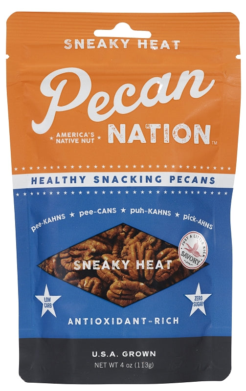 Pecan Nation PNSH4.8.12 Snack, Sneaky Heat Flavor, 4 oz Pouch, Pack of 8