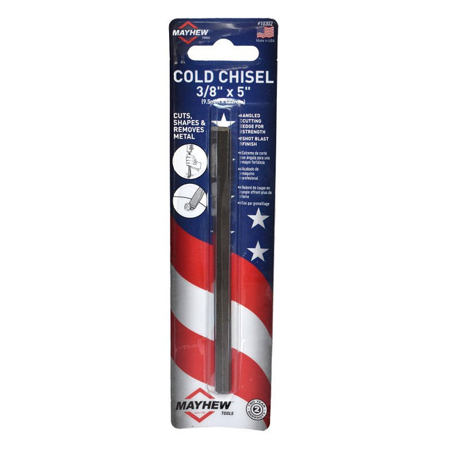 Mayhew 10302 Cold Chisel, 3/8 in Tip, 7-3/4 in OAL, Steel Blade