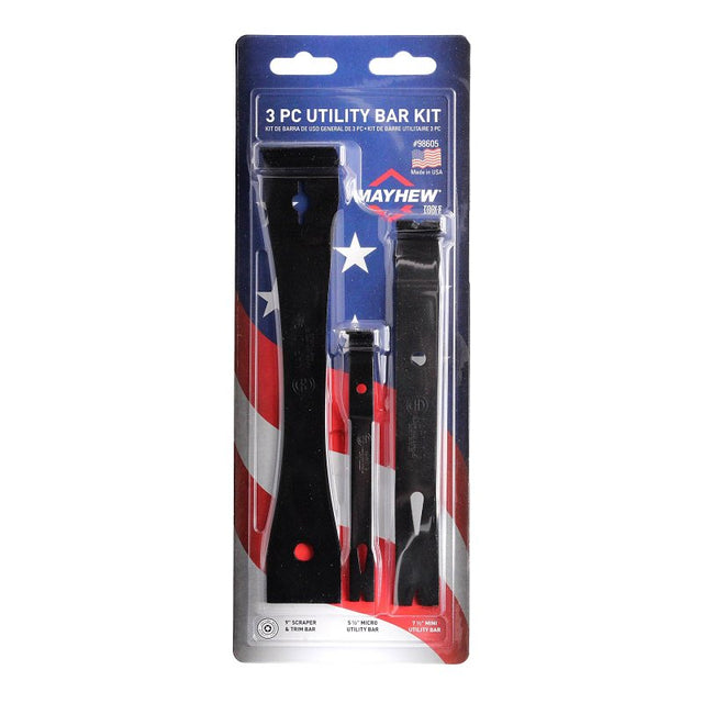 Mayhew 98605 Utility Flat Bar Kit, 3-Piece, Steel, Black-Oxide