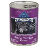 Blue Buffalo Wilderness All Ages Beef and Chicken Dog Food Grain Free 12.5 oz, Pack of 12