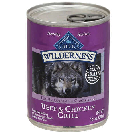 Blue Buffalo Wilderness All Ages Beef and Chicken Dog Food Grain Free 12.5 oz, Pack of 12