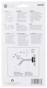Boston Harbor B1140WH Shower Arm with Flange, 1/2-14 NPT in Connection, Threaded, 7 in L, Plastic