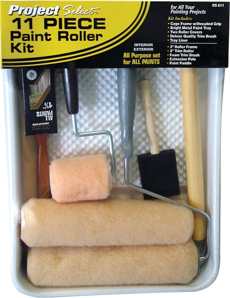 Linzer RS611 Roller and Tray Set, Metal, Includes: (2) 3/8 in Roller Covers, Metal Tray, Tray Liner, Extension Handle