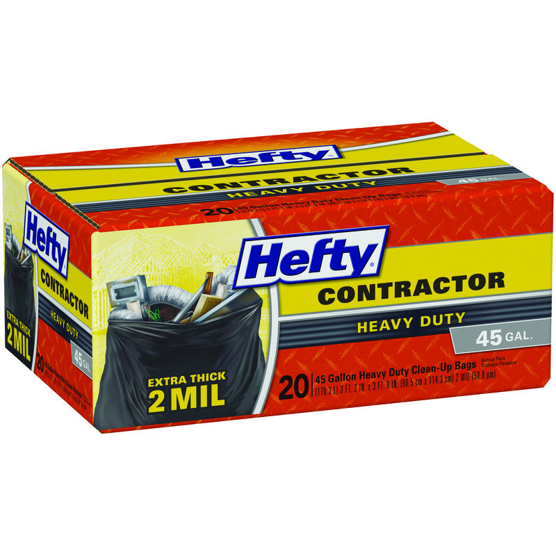 Hefty 45 gal No Scent Contractor Bags Twist Tie 20 pk, Pack of 4