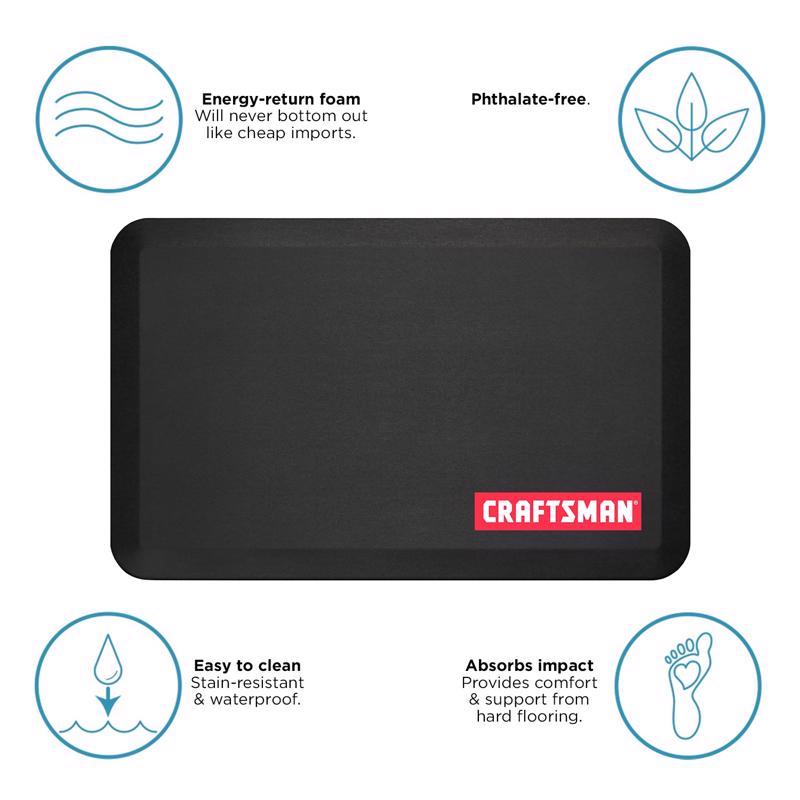 Craftsman 20 in. W X 32 in. L Black Polyurethane Foam Anti-Fatigue Mat